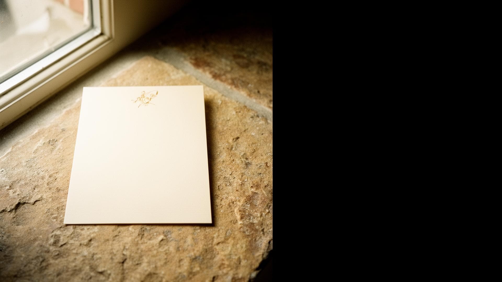 Elegant wedding invitation on marble surface